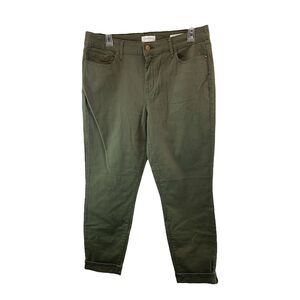 Jessica Simpson Womens Olive Green Relaxed Skinny Crop Pants Stretch Cuff Sz 10